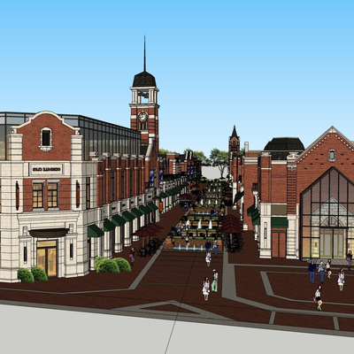  欧式商业街su模型 