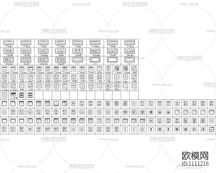 开关插座灯具CAD图库下载(渲染图3)