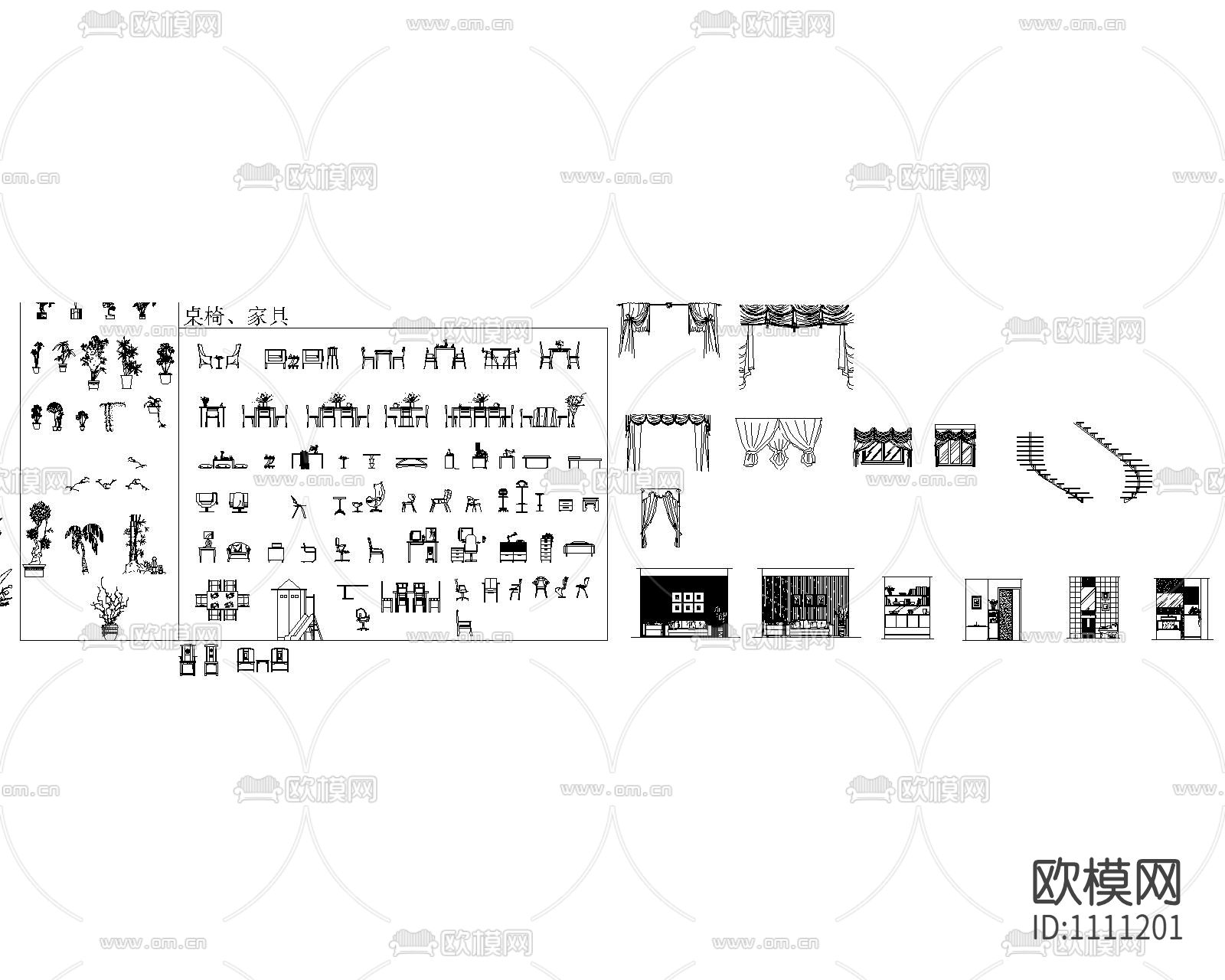 住宅CAD标准立面室内图库下载（渲染图3）