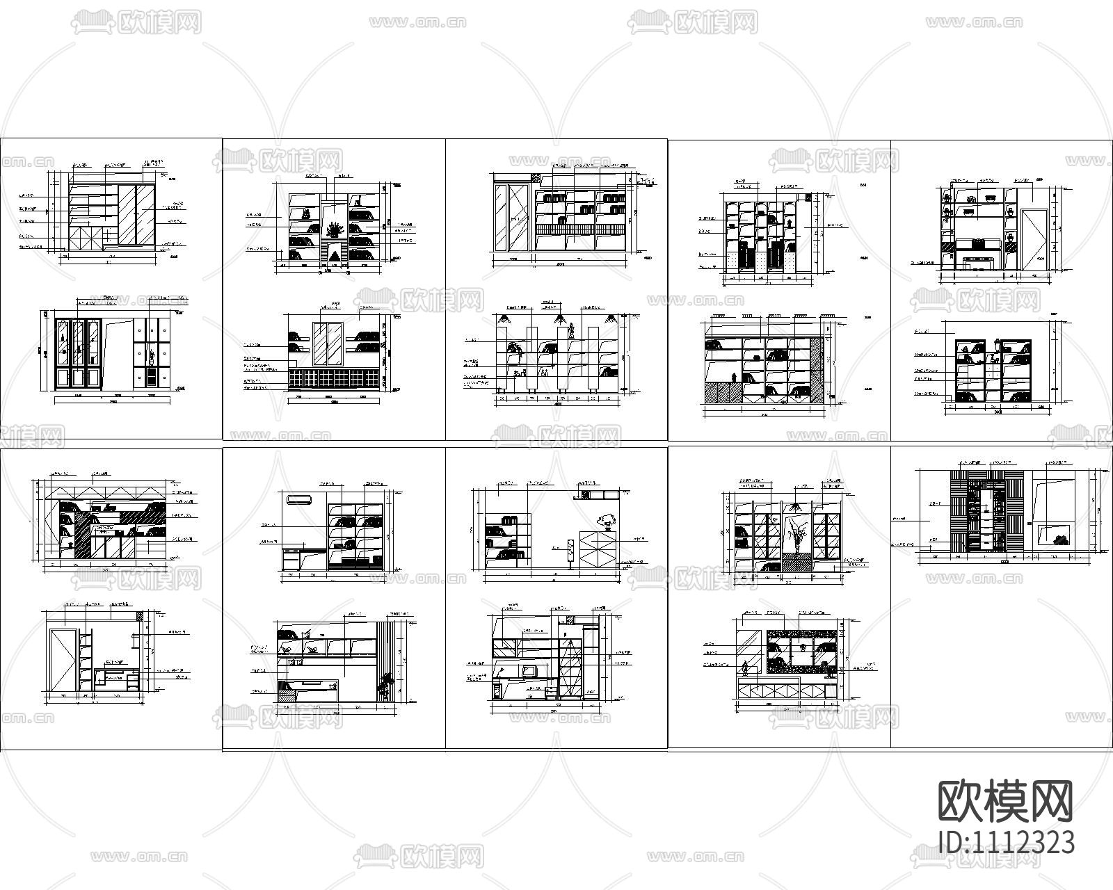 书柜CAD图下载（渲染图5）