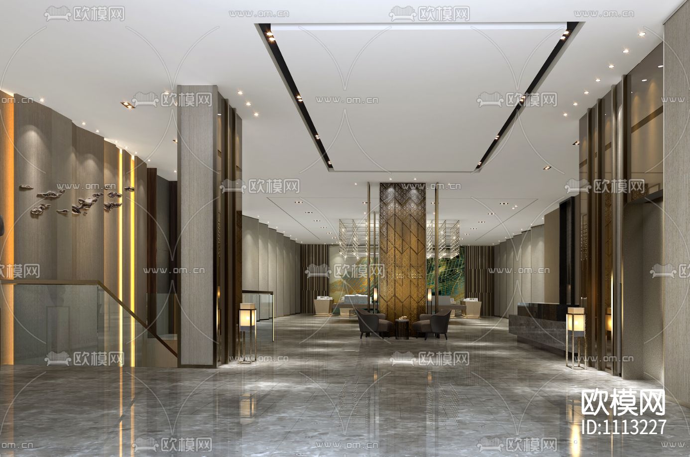 【Studio HBA】上海永耀宝山项目丨会所+3套复试样板间丨效果图+施工图+物料下载（渲染图1）