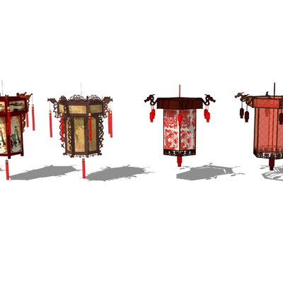  中式灯笼装饰灯su模型 