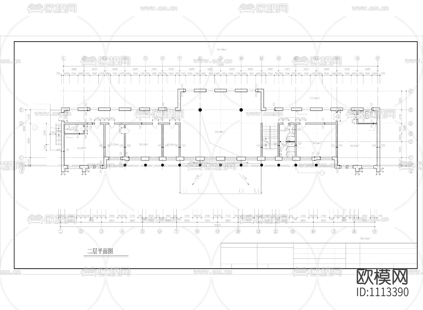办公楼设计cad图纸下载（渲染图3）