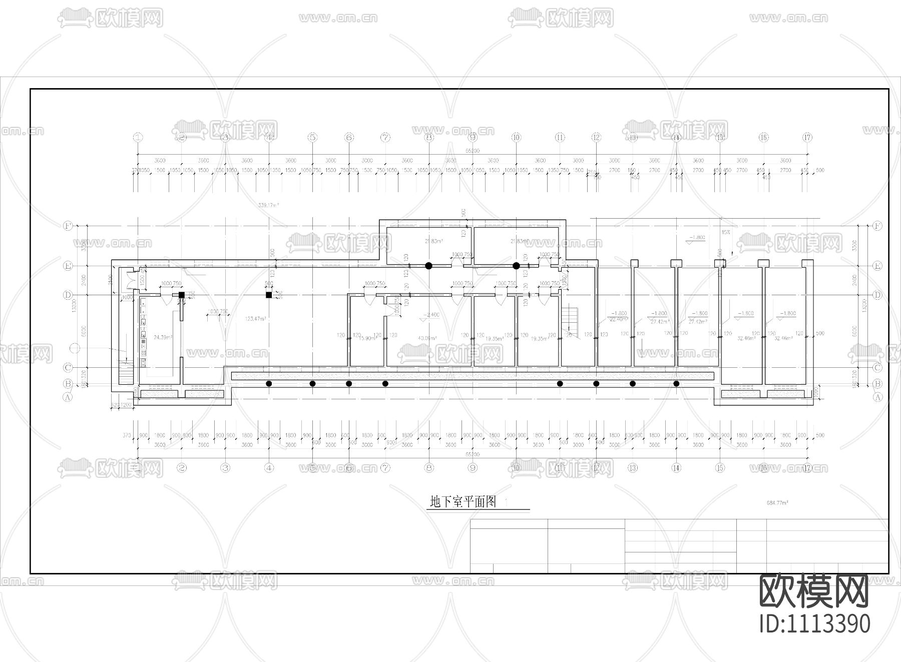 办公楼设计cad图纸下载（渲染图1）