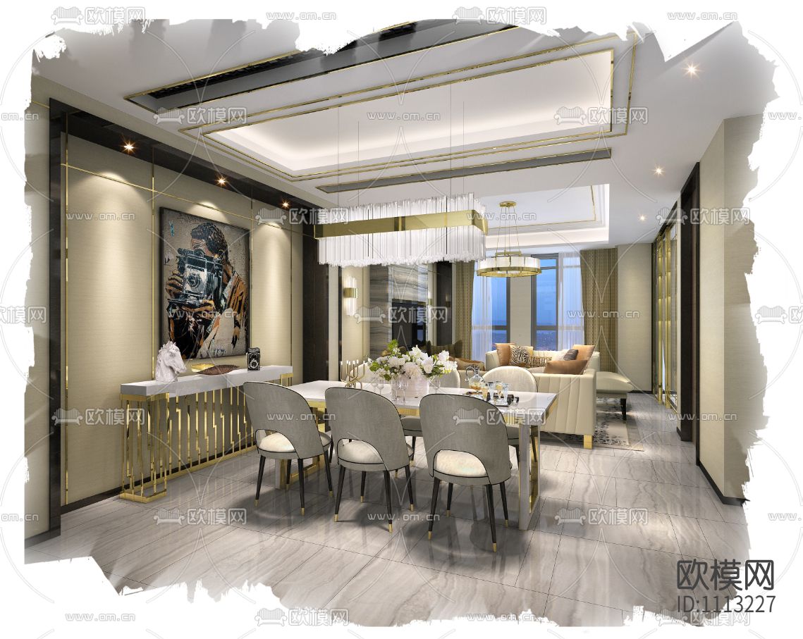 【Studio HBA】上海永耀宝山项目丨会所+3套复试样板间丨效果图+施工图+物料下载（渲染图2）