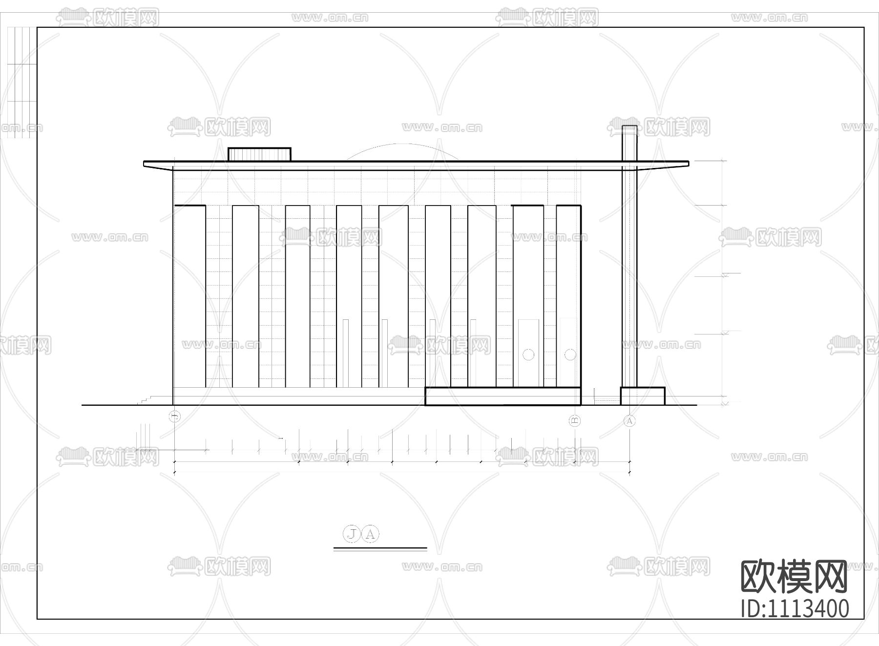 城建图书馆设计cad方案图下载（渲染图2）