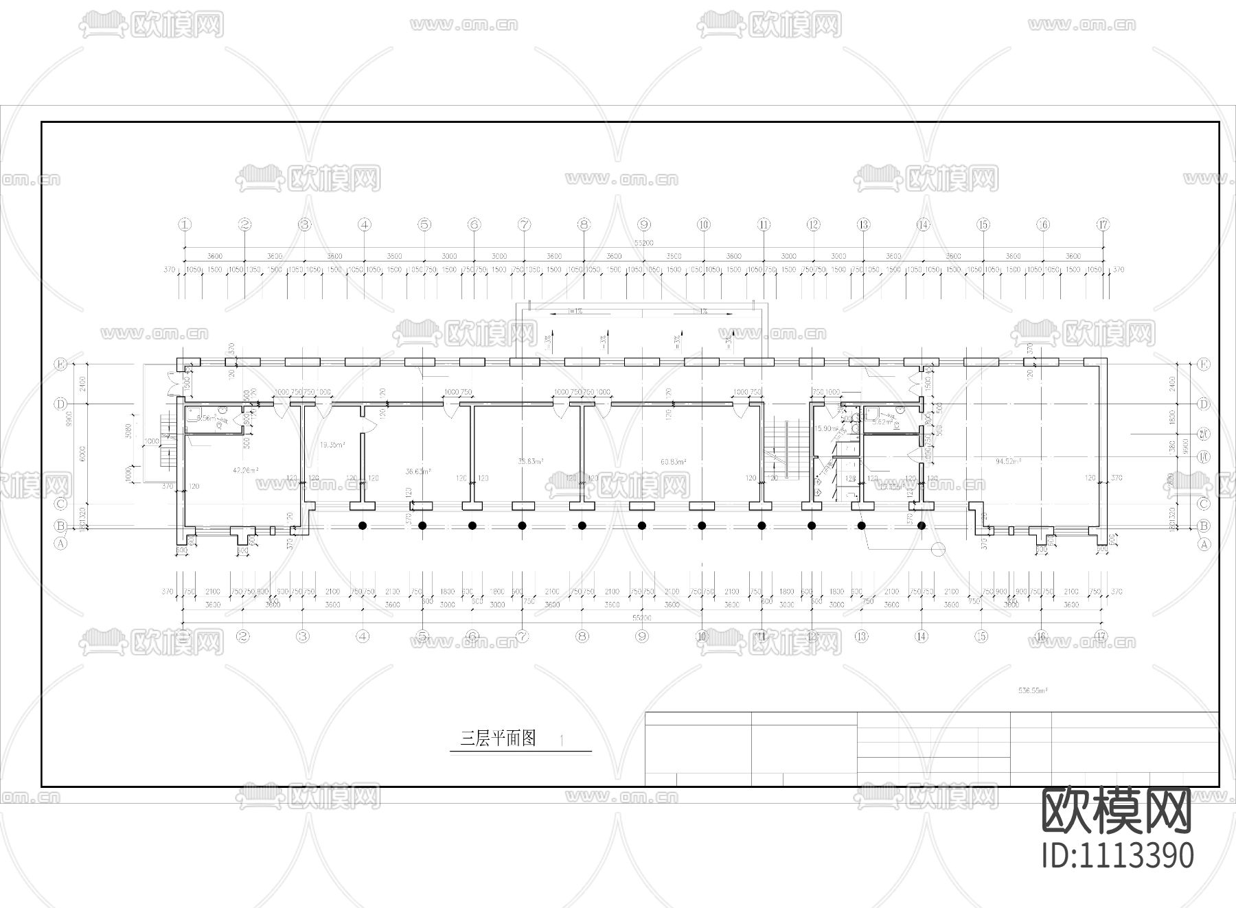 办公楼设计cad图纸下载（渲染图2）