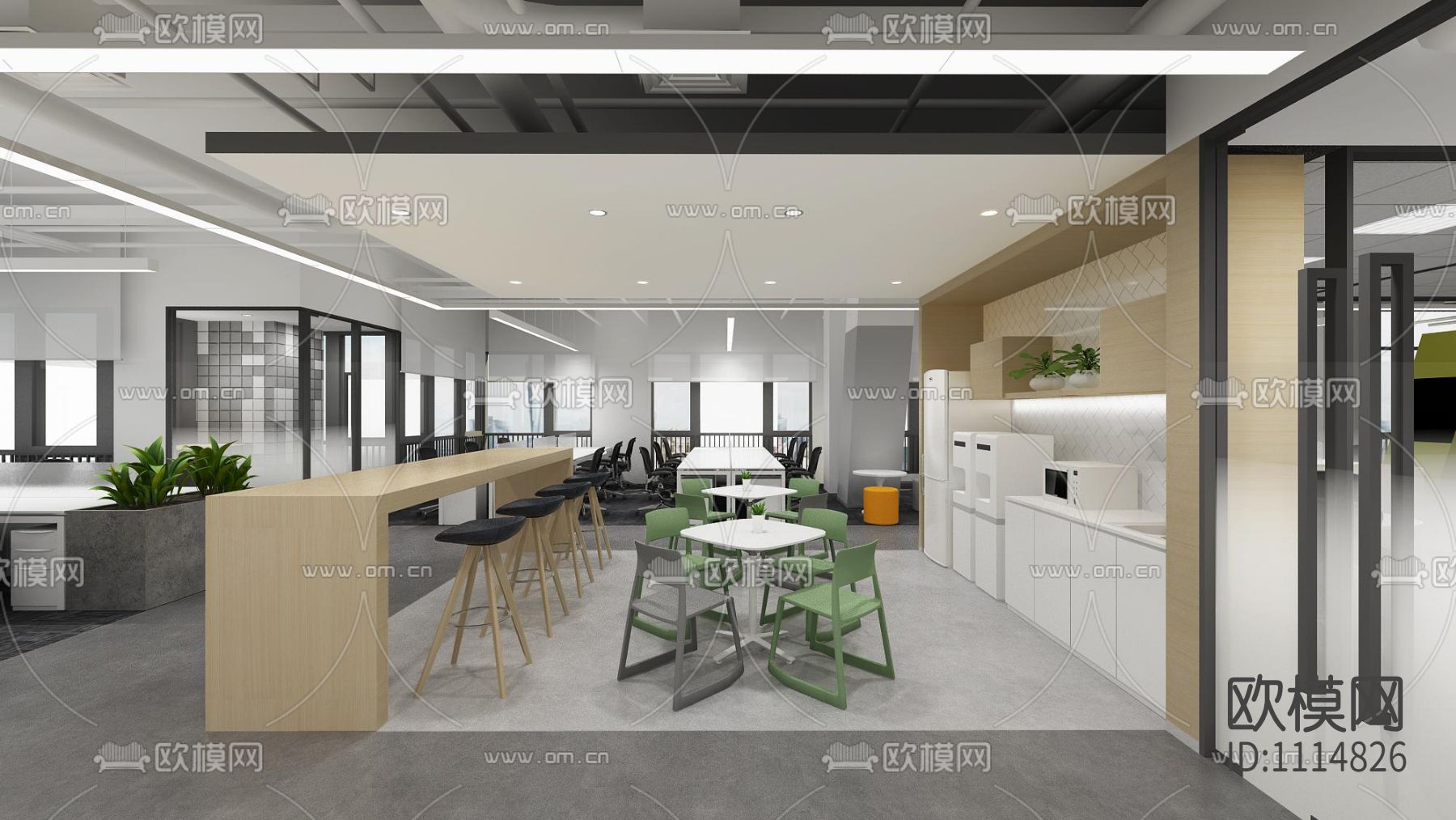 小米深圳研发中心办公室丨CAD施工图+效果图下载（渲染图1）