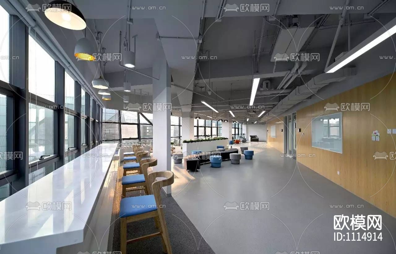 【时尚办公】北京科技园数字山谷2号大厦滴滴出行办公楼丨施工图+实景+材料表下载（渲染图6）