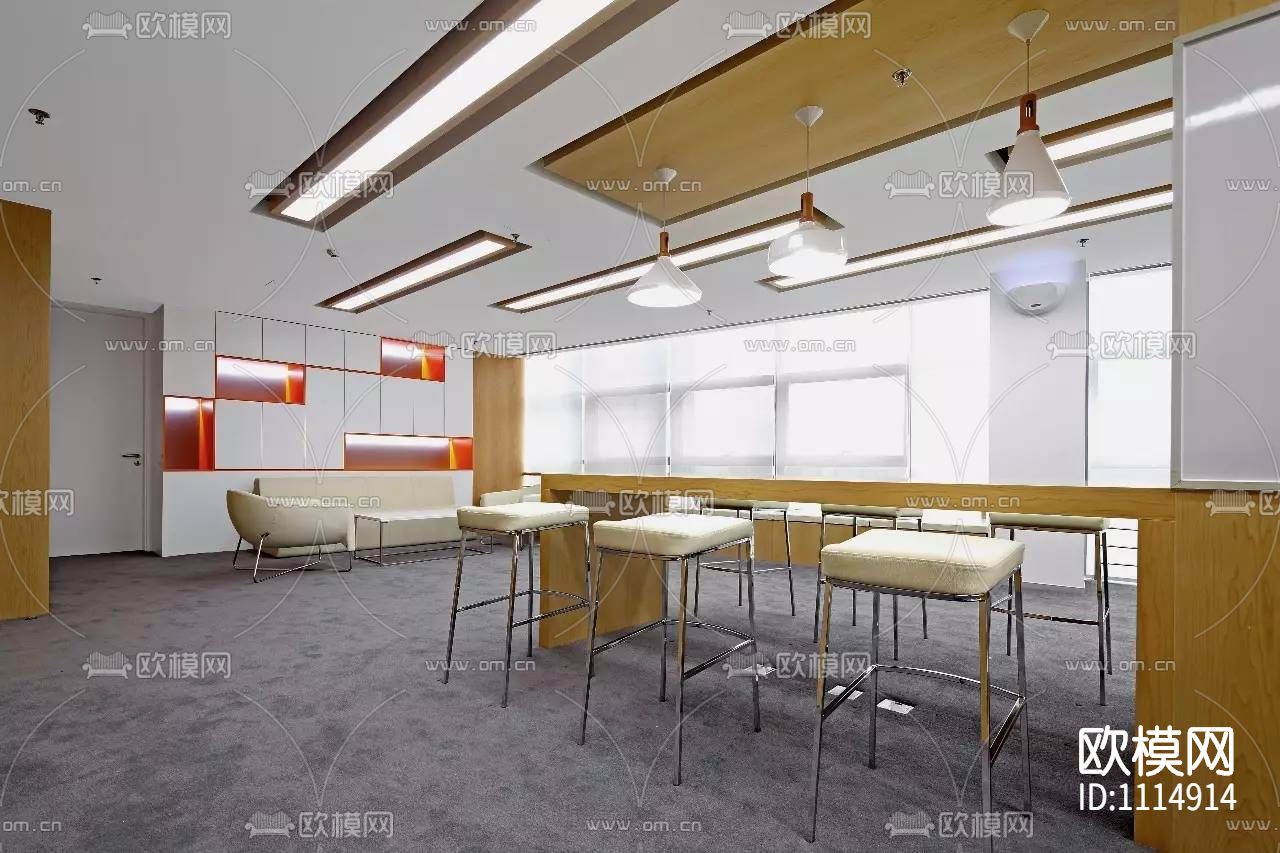 【时尚办公】北京科技园数字山谷2号大厦滴滴出行办公楼丨施工图+实景+材料表下载（渲染图9）