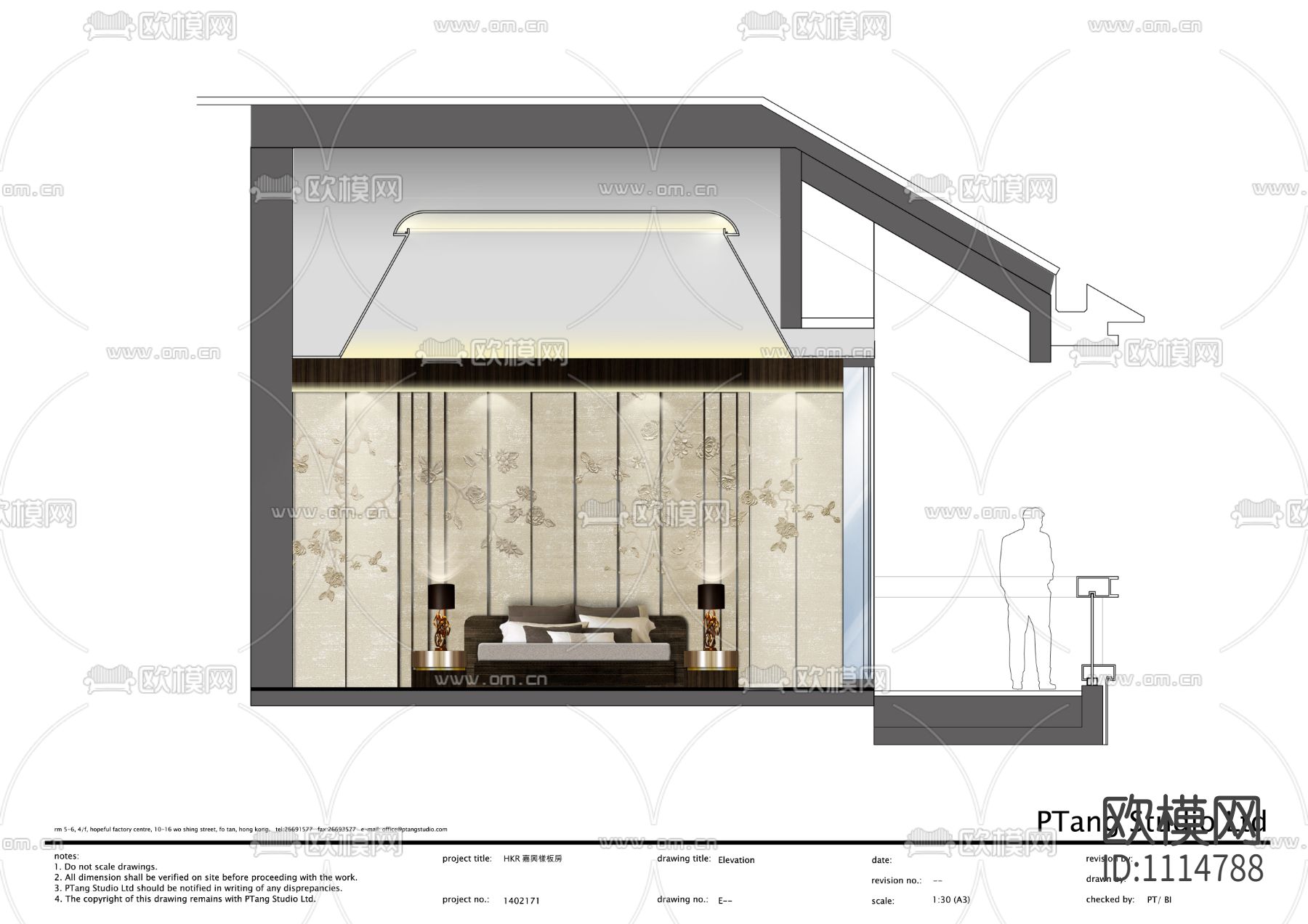 PTang Studio海宁样板间丨效果图+彩屏+施工图+物料书下载（渲染图4）