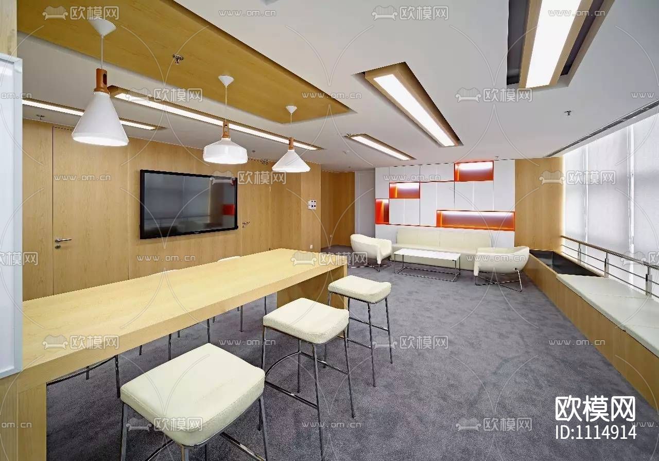 【时尚办公】北京科技园数字山谷2号大厦滴滴出行办公楼丨施工图+实景+材料表下载（渲染图10）