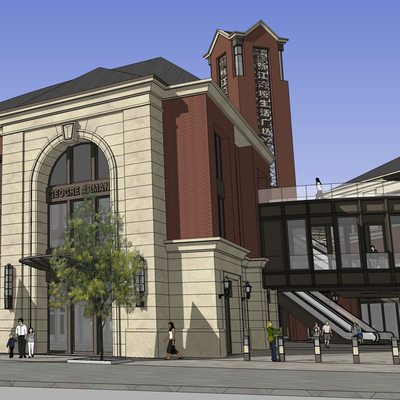  欧式商业街su模型 