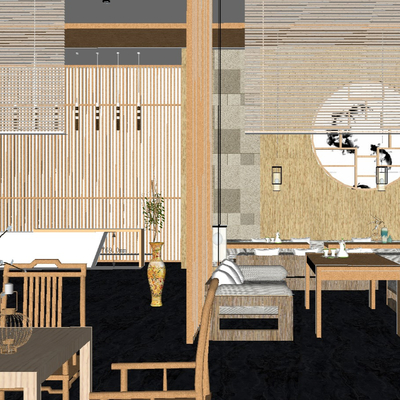  日式料理店su模型 