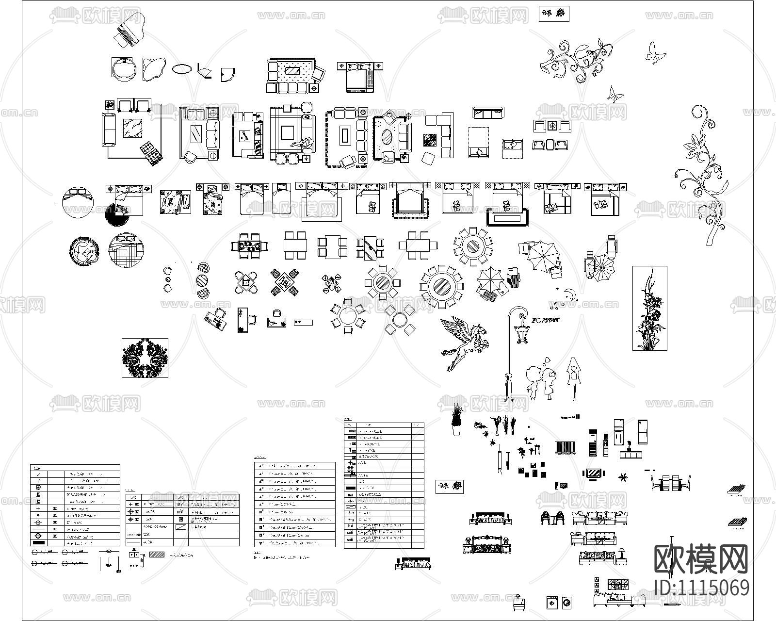 常用CAD模块精品平面立面剖面图库下载（渲染图2）
