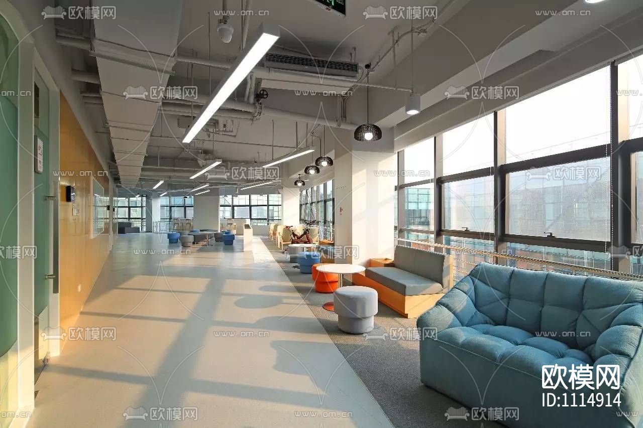 【时尚办公】北京科技园数字山谷2号大厦滴滴出行办公楼丨施工图+实景+材料表下载（渲染图5）