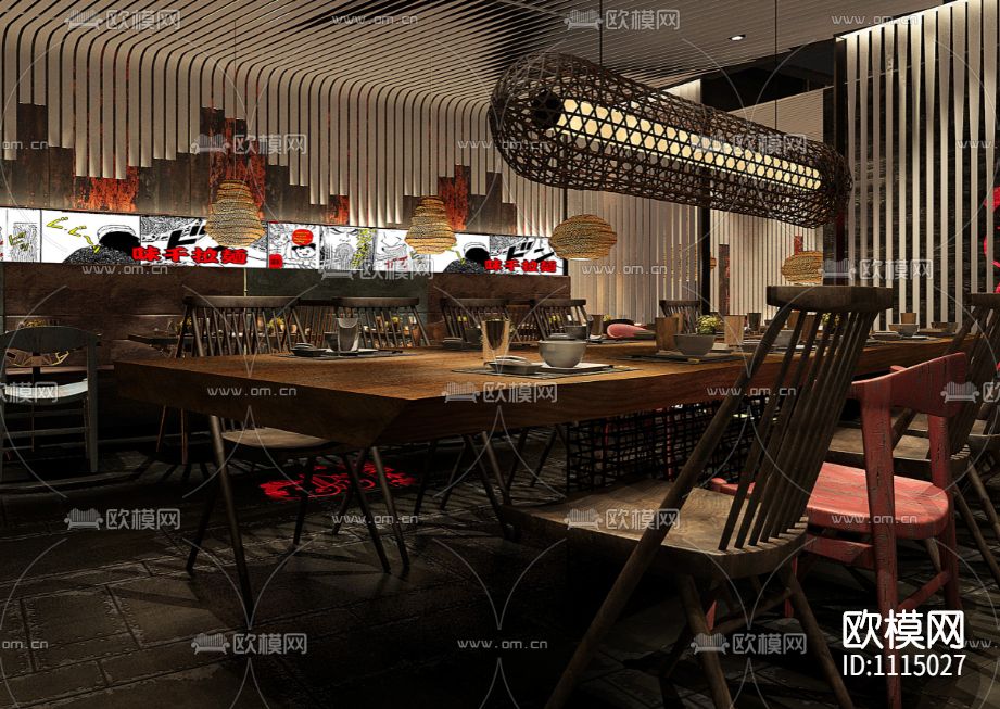 内建筑味千拉面上海西郊百联店 施工图＋效果图下载（渲染图4）