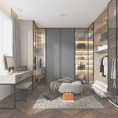  现代衣帽间su模型 