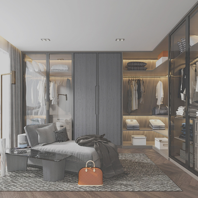  现代衣帽间su模型 