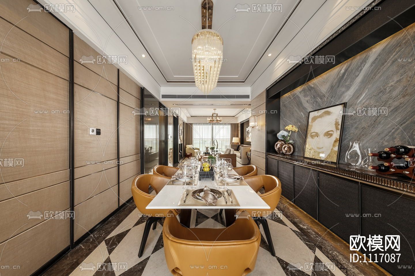 矩阵纵横深圳前海时代130平样板房施工图下载（渲染图8）