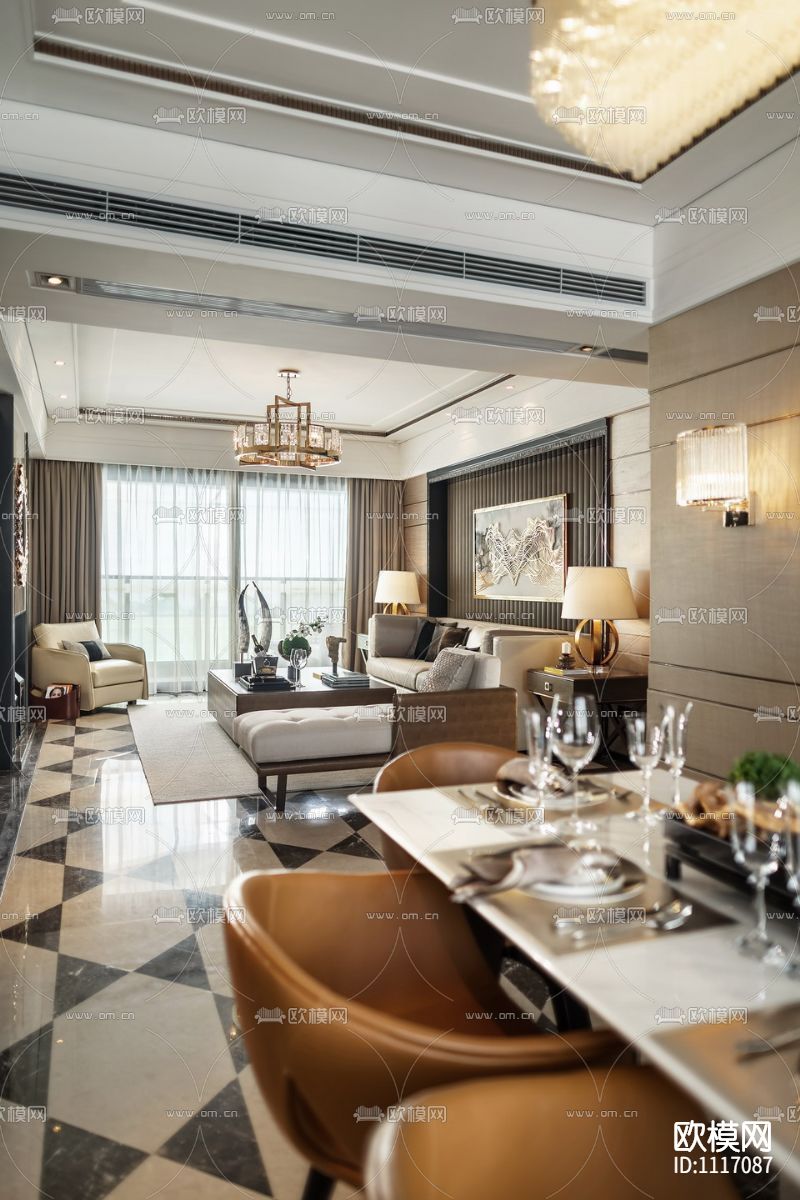 矩阵纵横深圳前海时代130平样板房施工图下载（渲染图3）