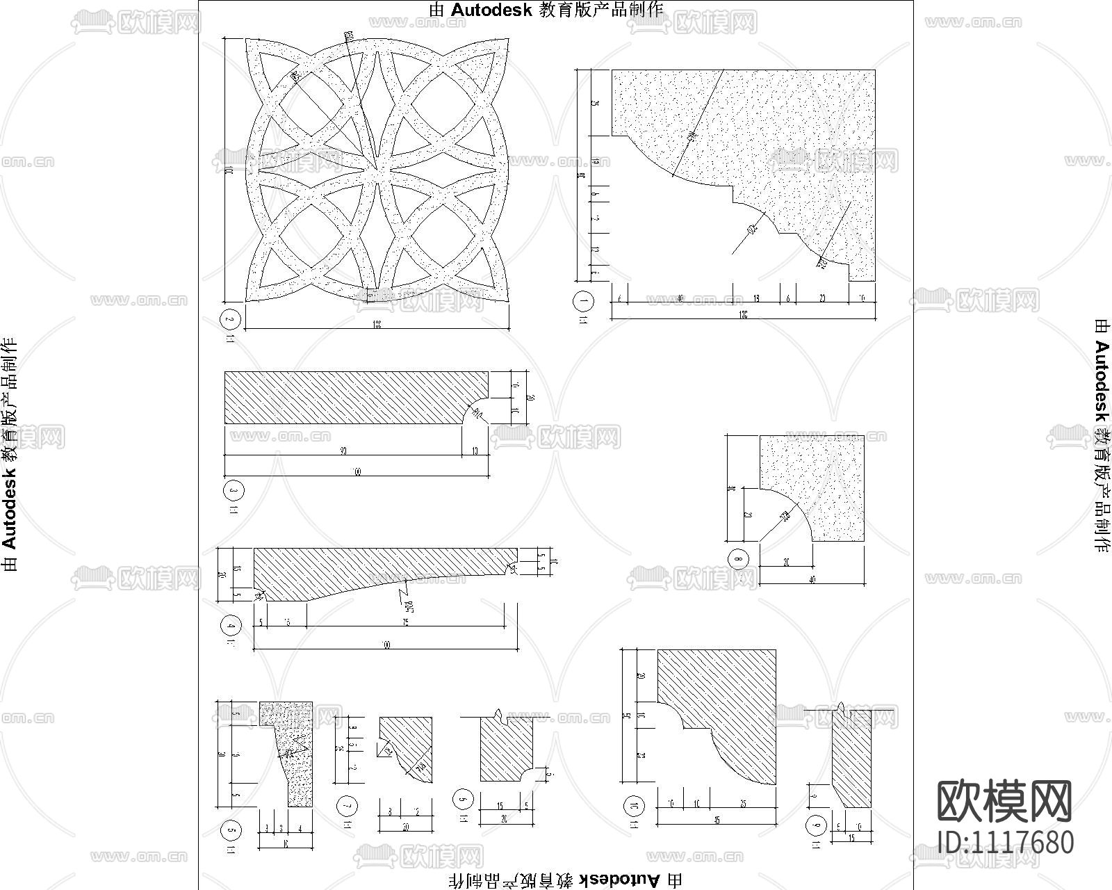 欧式线条标准剖面尺寸下载（渲染图8）
