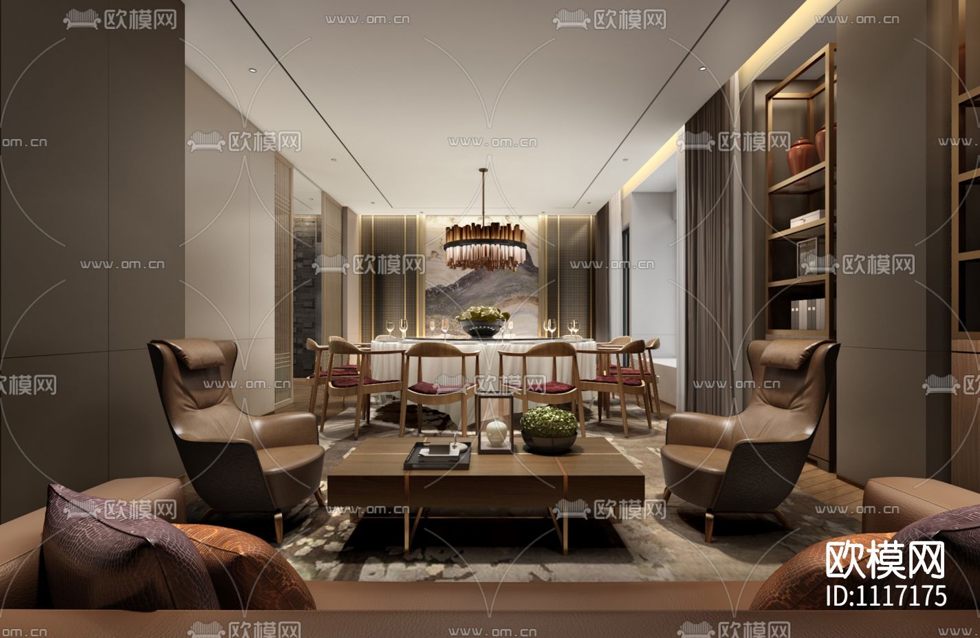 深圳航天大厦·万咖金融会所咖啡酒吧丨效果图+施工图下载（渲染图1）