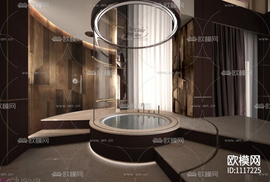 意大利Exclusiva成都麓湖生态城别墅B户型样板间 施工图+效果图下载（渲染图6）