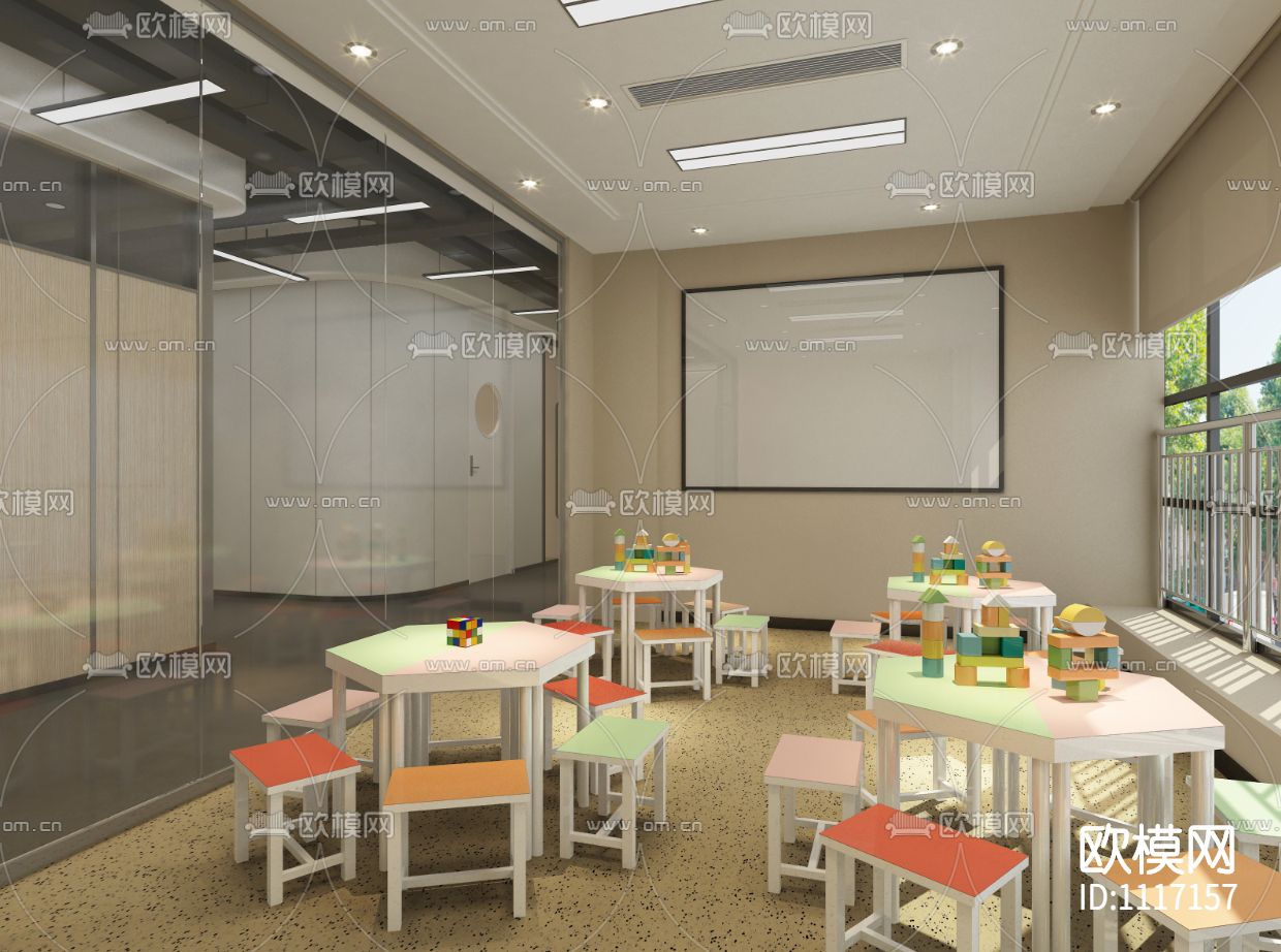 培训中心未来城B1区块高清效果图+CAD施工图+机电施工图下载（渲染图5）