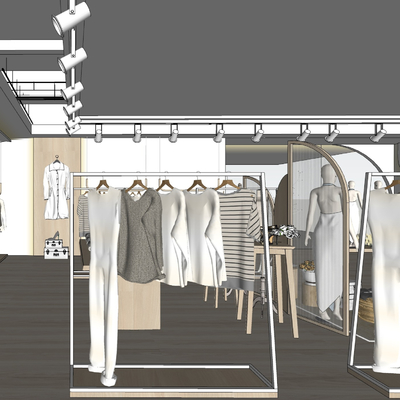  现代服装店su模型 