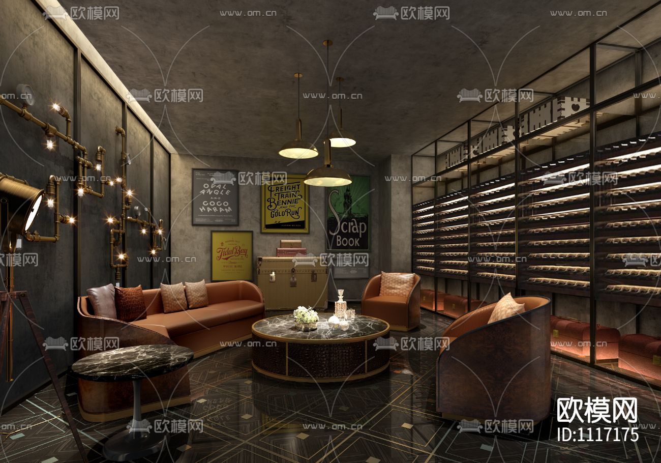 深圳航天大厦·万咖金融会所咖啡酒吧丨效果图+施工图下载（渲染图8）