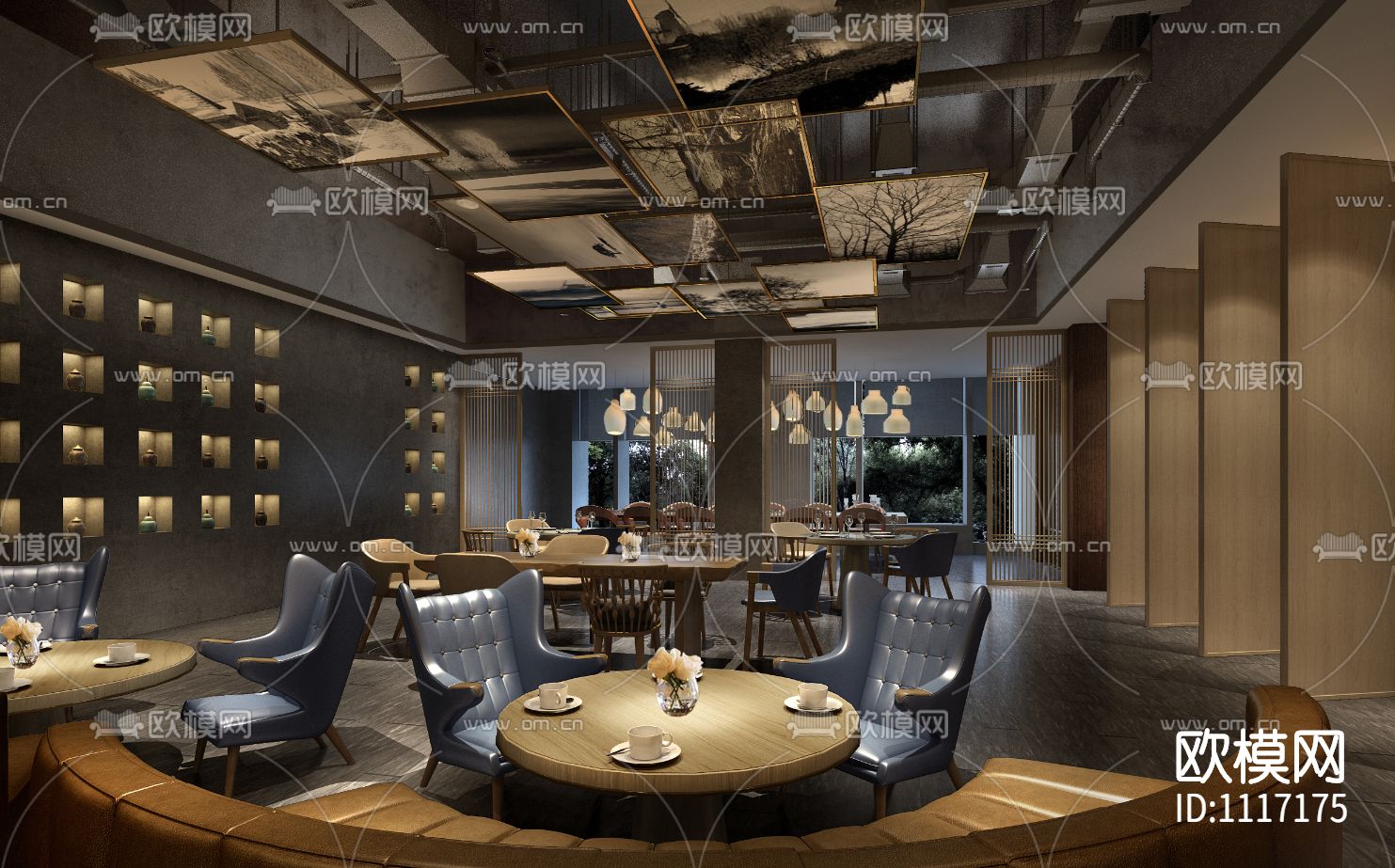 深圳航天大厦·万咖金融会所咖啡酒吧丨效果图+施工图下载（渲染图5）