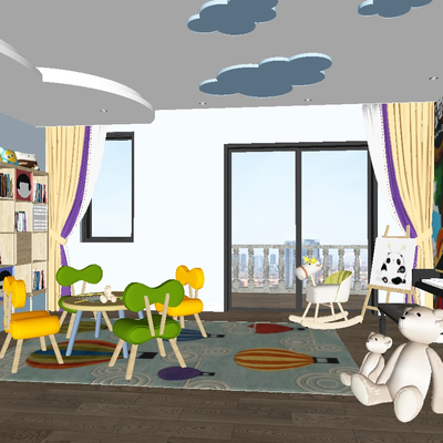  北欧儿童娱乐室su模型 