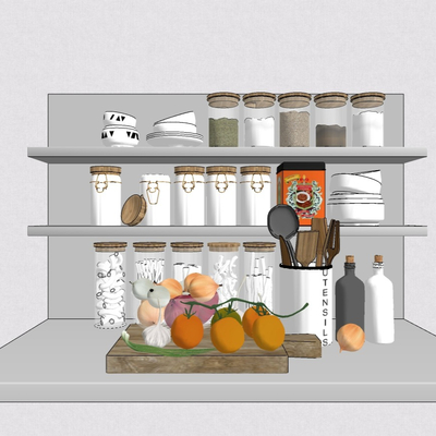  现代调料水果食品su模型 