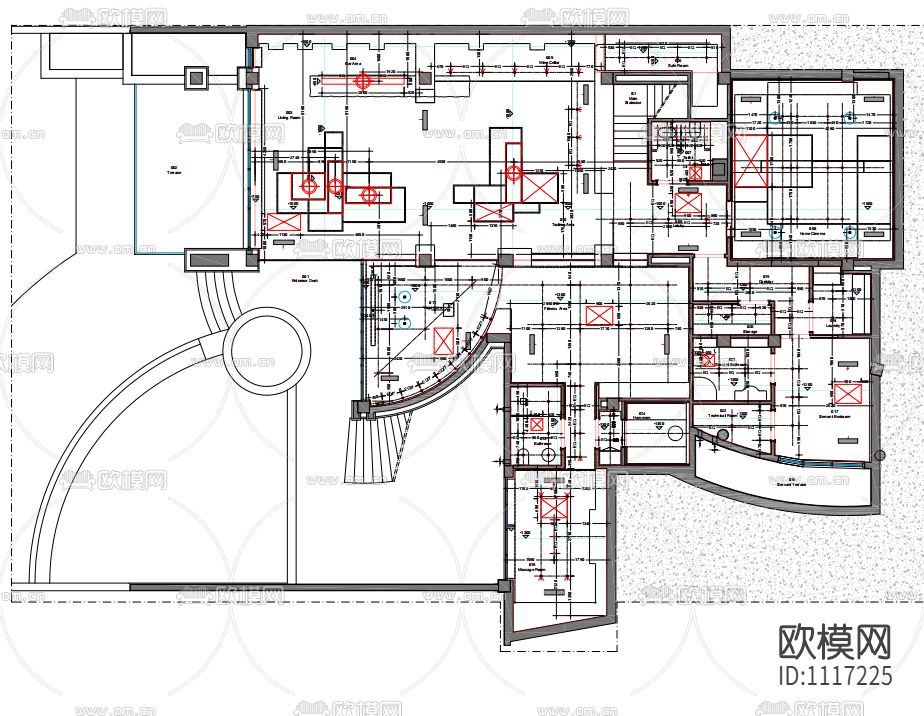 意大利Exclusiva成都麓湖生态城别墅B户型样板间 施工图+效果图下载（渲染图2）