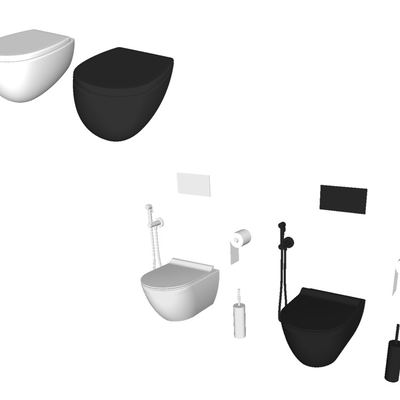  现代马桶组合su模型 