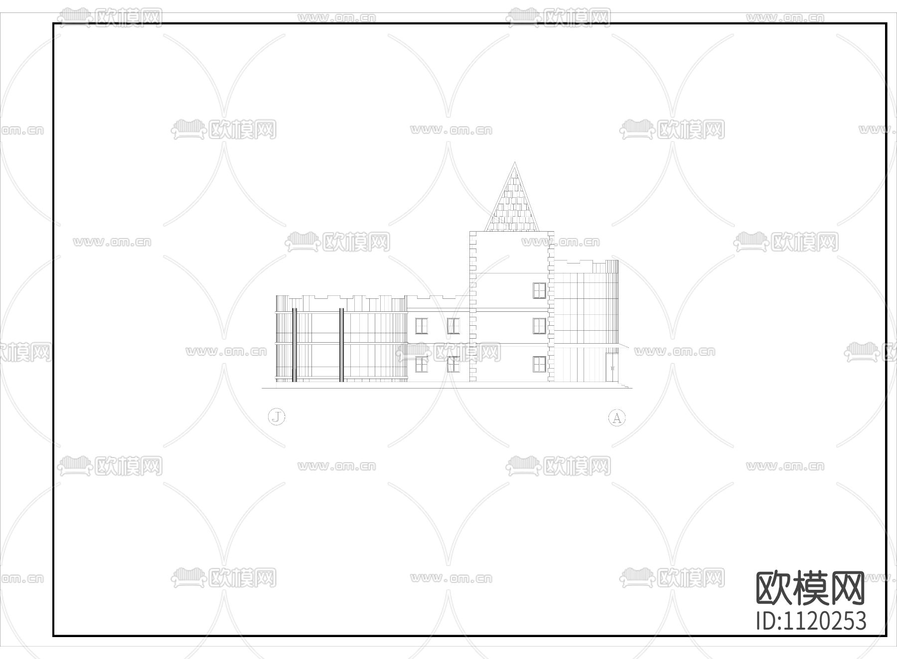度假村综合楼建图施工图下载（渲染图1）