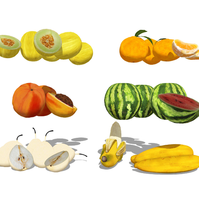  现代香蕉西瓜梨子su模型 