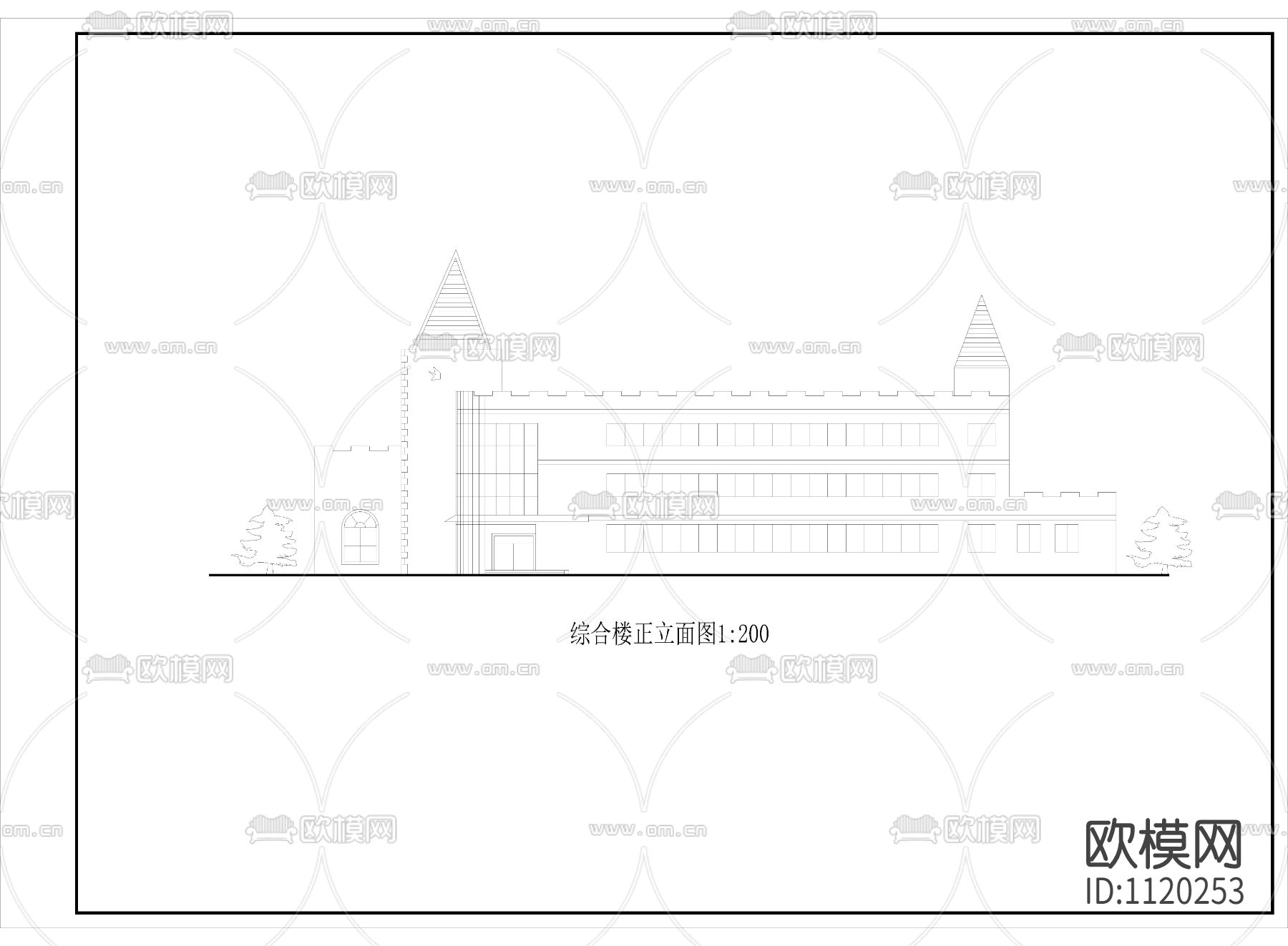 度假村综合楼建图施工图下载（渲染图3）