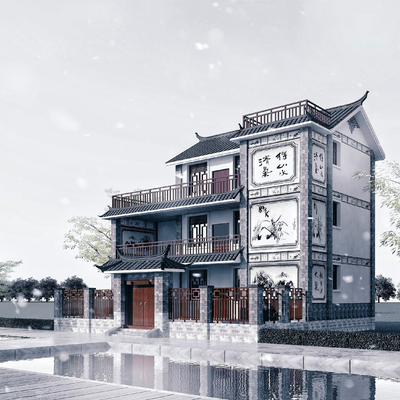 大理白族民居独栋别墅3d模型