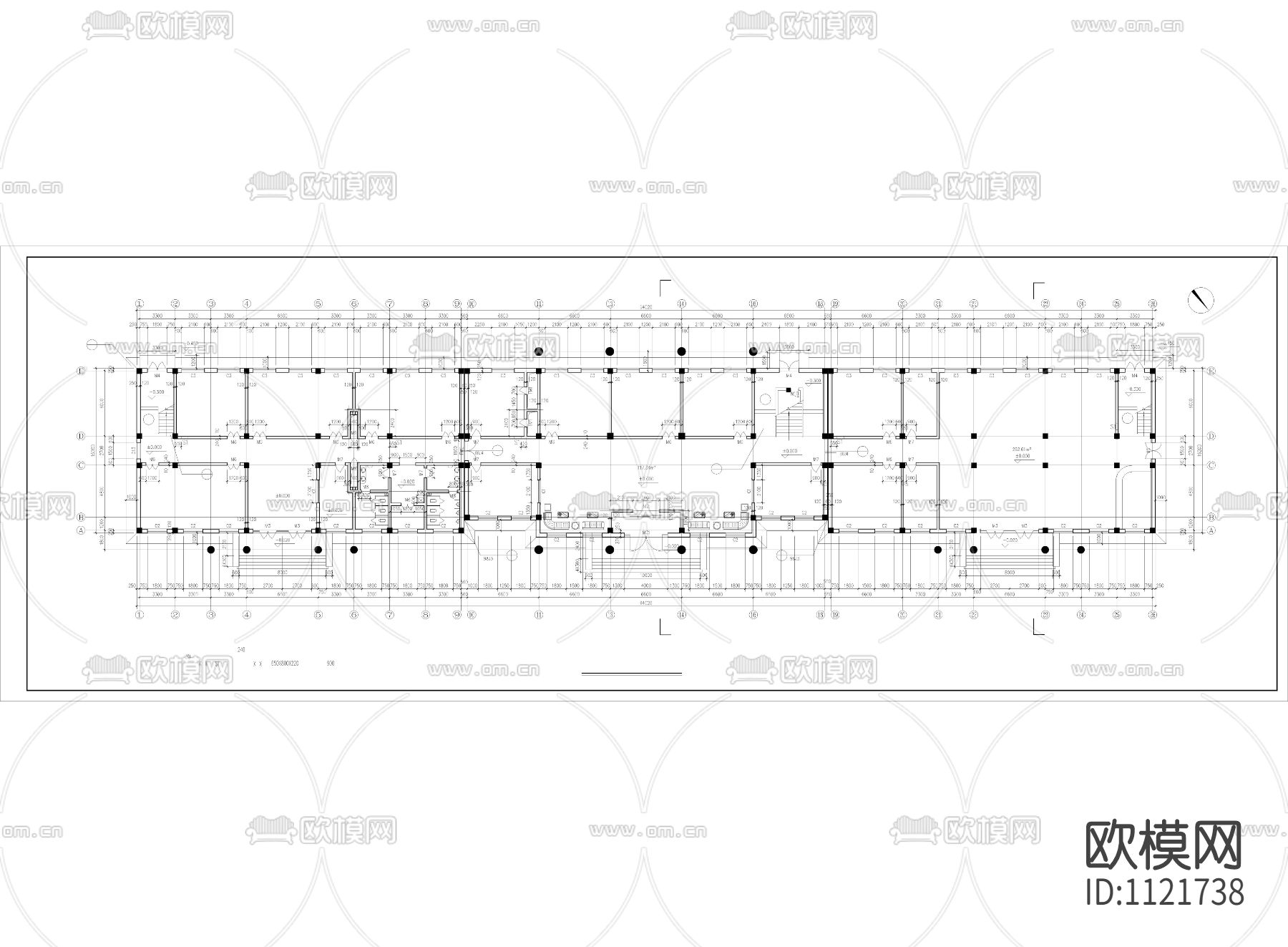 多层办公楼cad施工图下载（渲染图3）