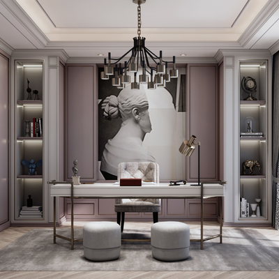 简欧书房su模型