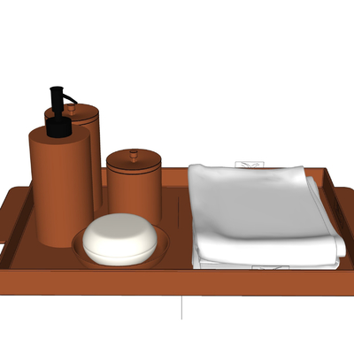  现代毛巾沐浴露洗发水肥皂su模型 