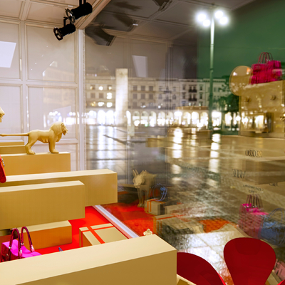  现代春季主题橱窗su模型 