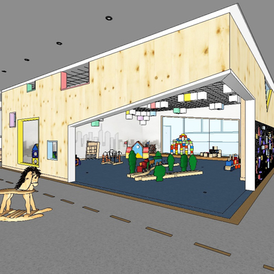  现代幼儿园早教中心su模型 