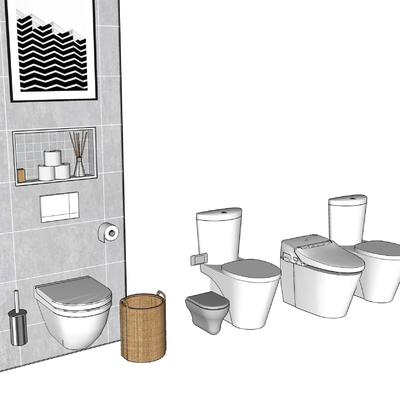  现代陶瓷马桶su模型 
