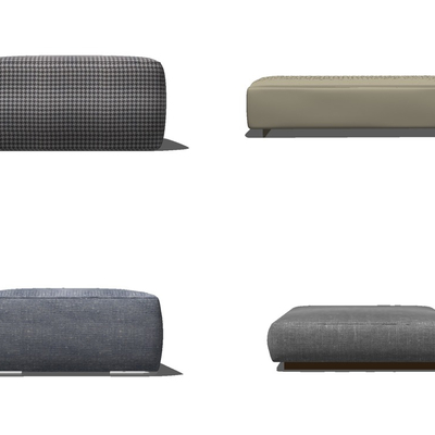  现代布艺脚踏组合su模型 