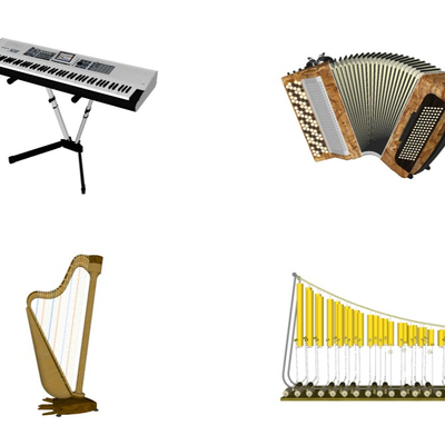  现代电子琴手风琴su模型 