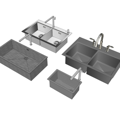  现代洗手盆su模型 