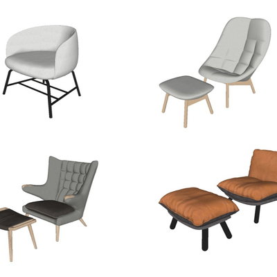  现代布艺休闲躺椅su模型 